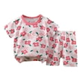 thumbnail image 1 of 2Pcs Baby Boy Summer Outfits Short Sleeve Print T-Shirt + Shorts Set Infant Clothes,Light Pink, 1 of 4