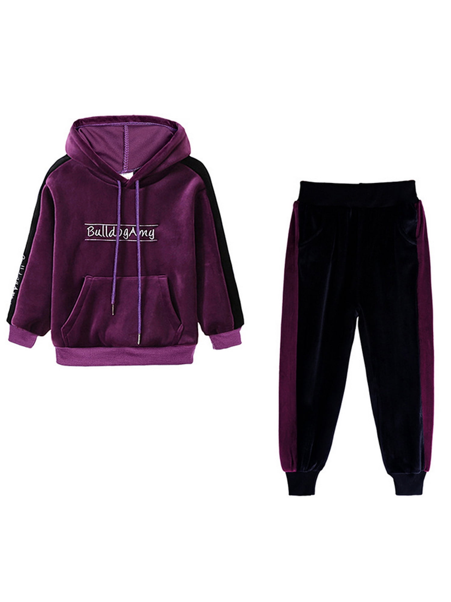 2pcs Baby Boy/Girl Colorblock Long-sleeve Hoodie and Sweatpants Set