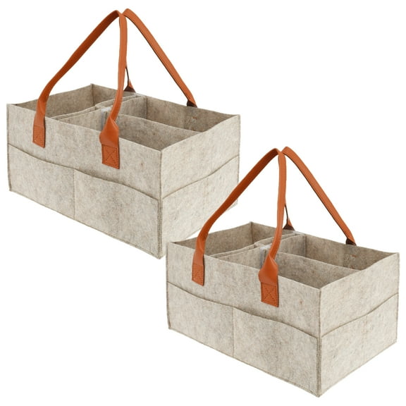 2Pcs Baby Diaper Caddy with Dividers Portable Felt Diaper Caddy Organizer with Handle Practical Baby Diaper Basket Diaper Organizer Nursery Organizer Caddy for Home Car