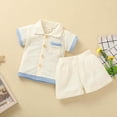 thumbnail image 1 of 2Pcs Baby Girls Outfit Clearance Toddler Kids Baby Boys Fashion Cute Short Sleeve Solid Color Casual Pocket Shorts Suit, 1 of 5