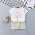 thumbnail image 1 of 2Pcs Baby Girls Outfit Clearance Toddler Kids Baby Boys Girls Fashion Cute Short SleevePrint Casual Suit, 1 of 3