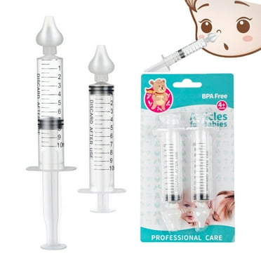 2Pcs Baby Nasal Aspirator,Sucks Snot and Mucus, Baby Care Rhinitis Needle Tube Syringe,Cleanable and Reusable Clear,10ML