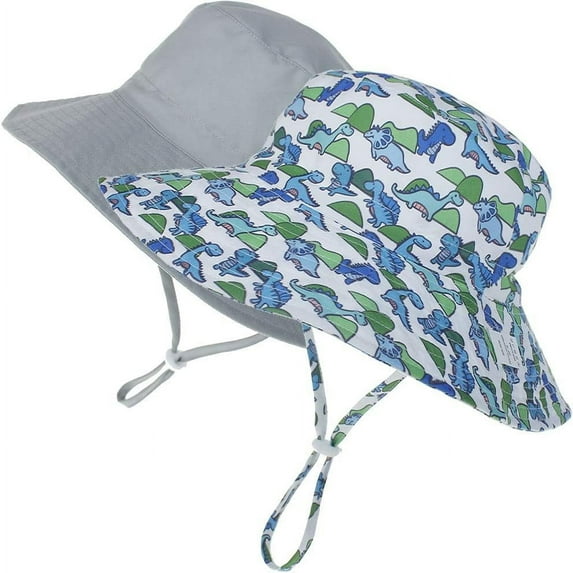 2Pcs Baby Sun Hat Toddler Summer UPF 50+ Baby Girl Bucket Hat Wide Brim Beach Hats for Baby Boys 0-7 Years