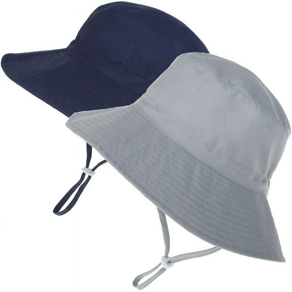 2Pcs Baby Sun Hat Toddler Summer UPF 50+ Baby Girl Bucket Hat Wide Brim Beach Hats for Baby Boys 0-7 Years