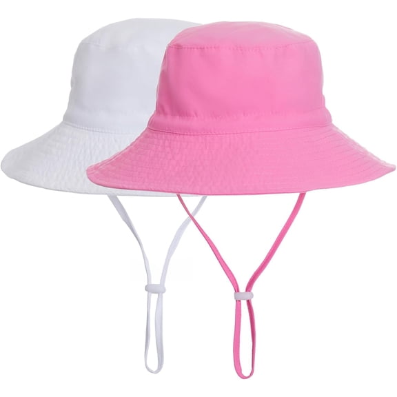 2Pcs Baby Sun Hat Toddler Summer UPF 50  Sun Protective Bucket Hat Wide Brim Beach Hats for Baby Boys Girls
