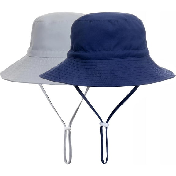 2Pcs Baby Sun Hat Toddler Summer UPF 50  Sun Protective Bucket Hat Wide Brim Beach Hats for Baby Boys Girls