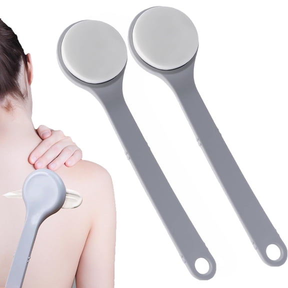 2Pcs Back Applicator for Lotion, Body Oil Applicator Tool with Long Handle|Back Ointment Spreader, Body Balm Handle Tool, Anti-Slip Grip Moisturizing Oils Apply Tool for Men Women(Grey)