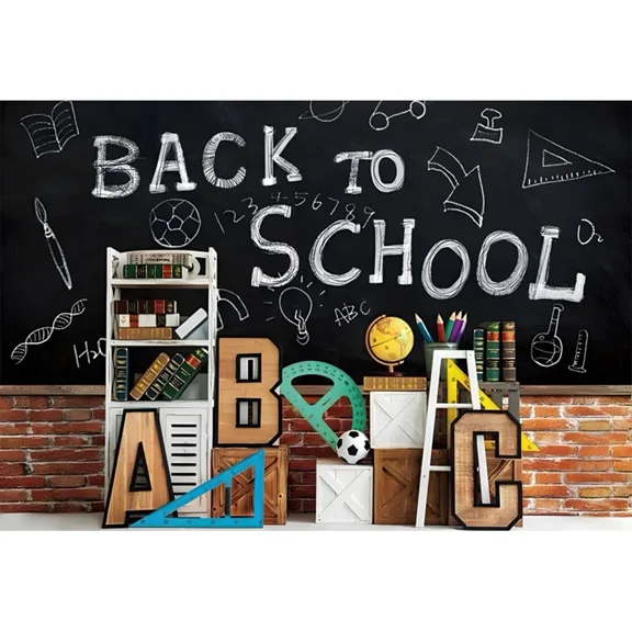 2Pcs Back To School Backdrop for Photography Children Black Blackboard Pencil Graduation Baby Portrait Background Photo Studio Propsround Photo Studio Props 84x60 IN