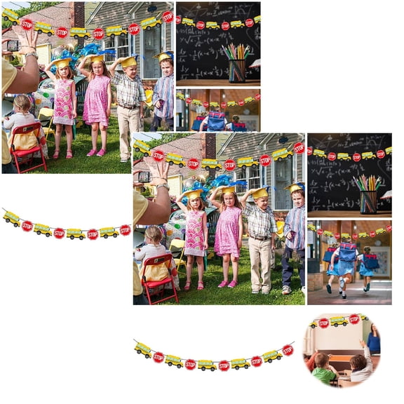 2Pcs Back To School Bus Banner Large No Diy Back To School Bus Garland For School Bus Decorations Back To School Decorations For Classroom School Bus Birthday Party Decorations Hangs