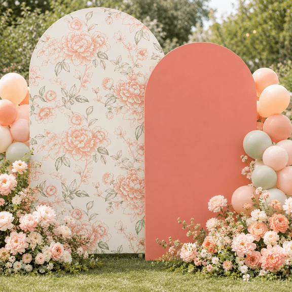 2Pcs Backdrop Spandex Wedding Arch Stand Covers for Wedding Bridal Shower Photo Background Decorations 7.2ft, 6.6ft