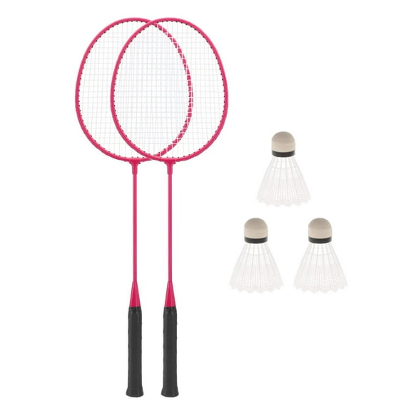 2Pcs Badminton Rackets with 3 Nylon Balls Family Training Badminton Racquets Pink