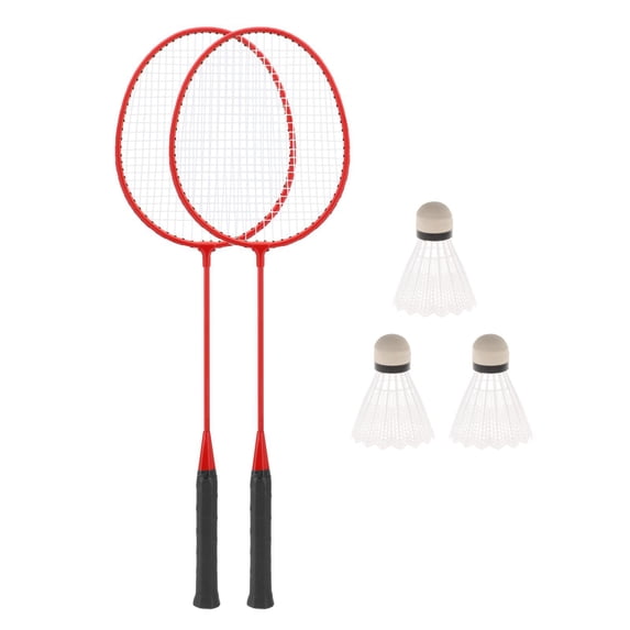 2Pcs Badminton Rackets with 3 Nylon Balls Professional Badminton Shuttlecock Red