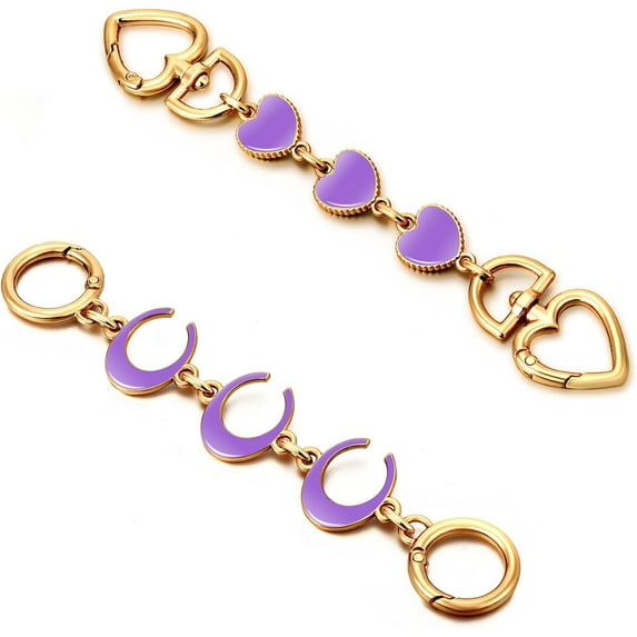 2Pcs Bag Extender Chain Heart Moon Purse Strap Extenders for Handbags Purse Extender Chain Gold Chain Purse Strap Replacement Brown Purse Accessories Bag Charms for Handbags Purse Making Supplies