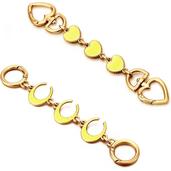 2Pcs Bag Extender Chain Heart Moon Purse Strap Extenders for Handbags Purse Extender Chain Gold Chain Purse Strap Replacement Brown Purse Accessories Bag Charms for Handbags Purse Making Supplies