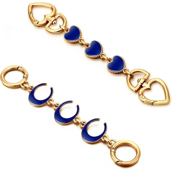 2Pcs Bag Extender Chain Heart Moon Purse Strap Extenders for Handbags Purse Extender Chain Gold Chain Purse Strap Replacement Brown Purse Accessories Bag Charms for Handbags Purse Making Supplies
