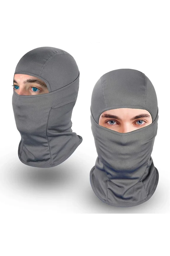 2Pcs Balaclava Face Mask Uv Protection Ski Sun Tactical Masks Gray For Men Women