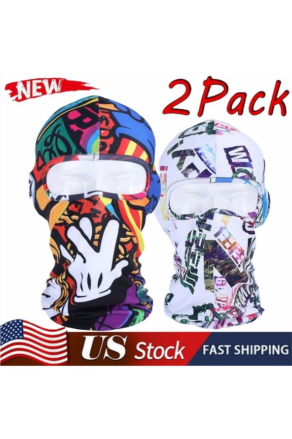 2Pcs Balaclava Face Mask Windproof Ski Sun Uv Hood Tactical Masks For Men Women