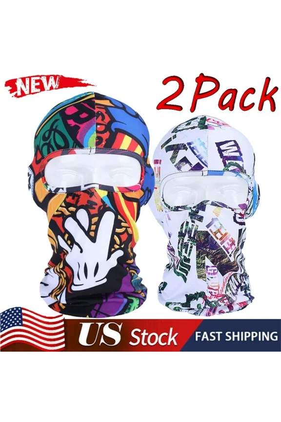 2Pcs Balaclava Face Mask Windproof Ski Sun Uv Hood Tactical Masks For Men Women