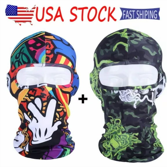 2Pcs Balaclava Full Face Mask Cooling Ski Sun Hood Tactical Mask For Men Women