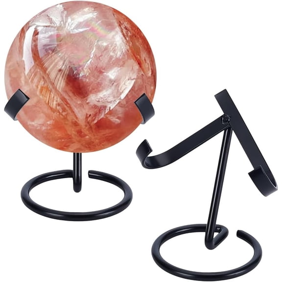 2Pcs Ball Holder Black Iron Arms Display Stand Sphere Display Holder for Small Gemstones Geodes Mineral Agate Home Office Decor 8.05x2.44x3.46 inch