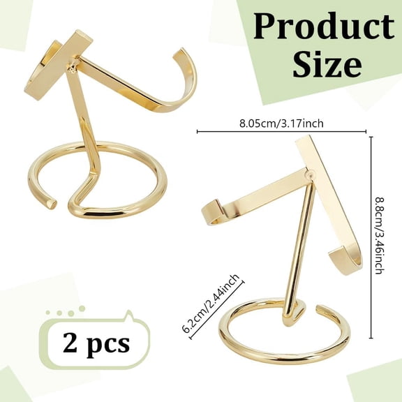 2Pcs Ball Holder Golden Iron Arms Display Stand Sphere Display Holder for Small Gemstones Geodes Mineral Agate Home Office Decor 8.05x2.44x3.46 inch