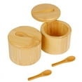 thumbnail image 1 of 2Pcs Bamboo Salt Cellar Spice Storage Box with Magnetic Swivel Lid & Spoon for Pepper, Table Salt, Gourme, 1 of 6