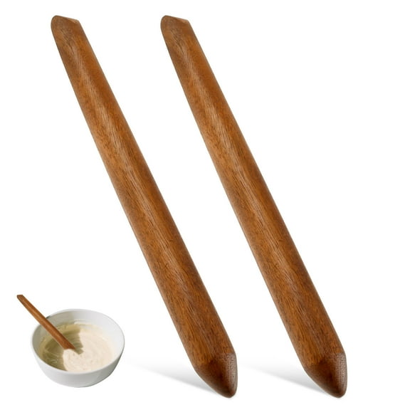 2Pcs Bamboo Sourdough Bread Mixing Stick Dough Blender Stir Rod Flat Bread Spatula Sourdough Mixing Tool for Home Restaurant