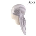thumbnail image 1 of 2Pcs Bandana Boy Durag Pre-Tied Pirate Long Tail Imitation Silk Pirate Hat Elastic Headwrap Baby Turban Hijab GRAY, 1 of 8
