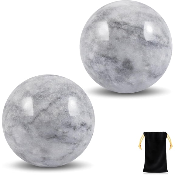 2Pcs Baoding Balls, Baoding Balls for Hand Therapy, Chinese Health Exercise Massage Balls with Carry Pouch for Stress Relief Meditation Ball(Misty-Gray/1.57 inch)