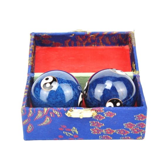 2-Piece Baoding Health Balls Set - Hand Exercise Massage Balls for Stress Relief and Finger Strength Training, with Brocade Gift Box for Men and Women