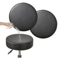 thumbnail image 1 of 2Pcs Bar Stool Cover Waterproof Round Seat Cushion Cover Stretch Barstool Slipcovers PU Leather Bar Chair Covers with Non Slip Bottom for Bar, Kitchen, Dining Room, 1 of 4