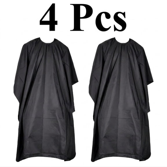 4Pcs Barber Hair Cutting Cape with Adjustable Neckline Black | Waterproof; Unisex; Adjustable metal clip; Breathable material; Large size design for professional stylists and home use