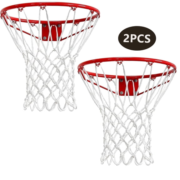2Pcs Basketball Hoop Net Replacement,Heavy Duty 12 Loops White Basketball Net for Outdoor Indoor Sports