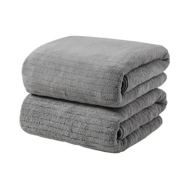 2Pcs Bath Towels,Ultra Soft Fluffy,27.6”x 55.1”Large Bath Towel Set,Coral Velet Bathroom Towel Set Highly Absorbent Quick Dry Shower Towel for Bathroom,Hotel,Spa(Grey)