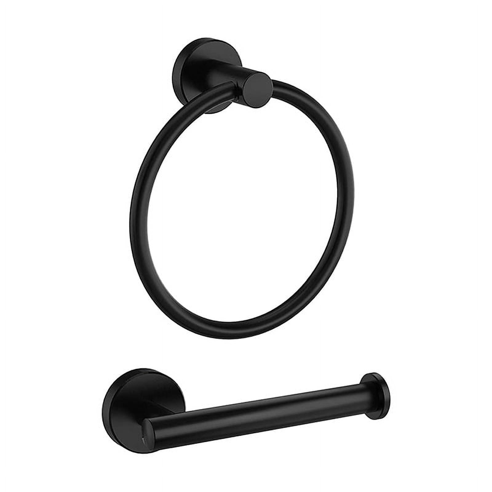 2Pcs Bathroom Hardware Black Towel Ring and Toilet Paper Holder
