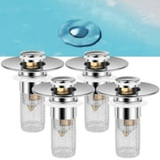 OKYMOTOR 4Pcs Pop Up Sink Drain Strainer 304 Stainless Steel Sink Plug Strainer Filter Basket Brass Core Sink Drain Stopper for 0.94-1.4 Inch Sink Hole