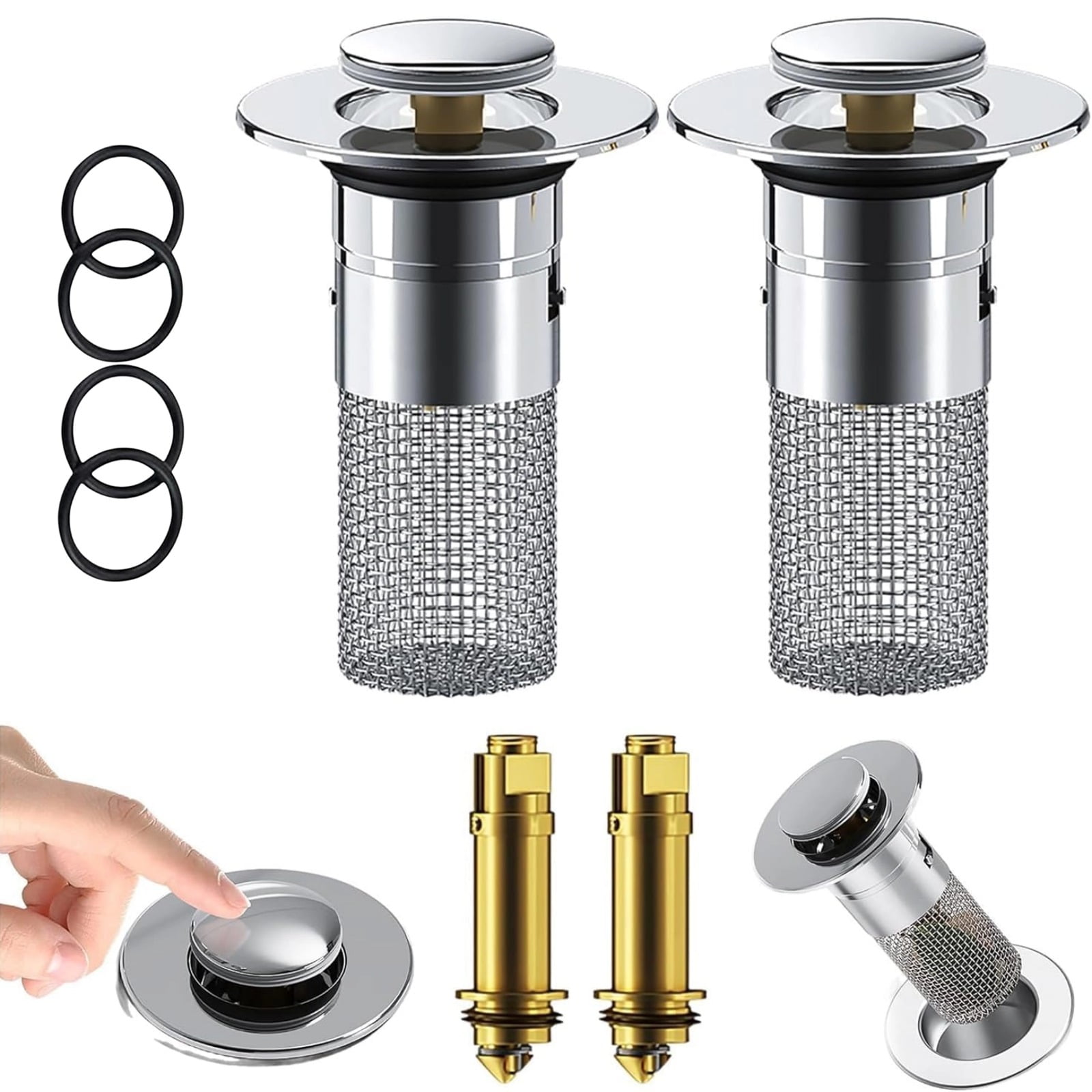2Pcs Bathroom Sink Stopper Hair Catcher, Bathroom Sink Drain Strainer ...