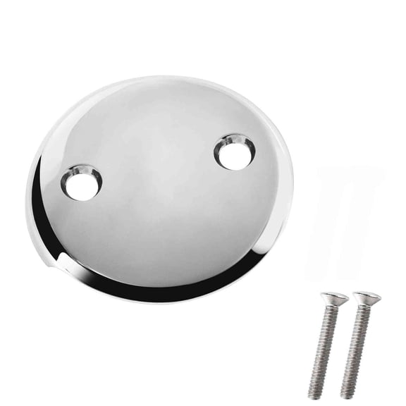 2Pcs Bathtub Overflow Cover With Screw Replacement Delta Tub Overflow Plate and Shower Faucets Accessories, Fits Most Standard Bath Tub Drains with Two Holes, Silver