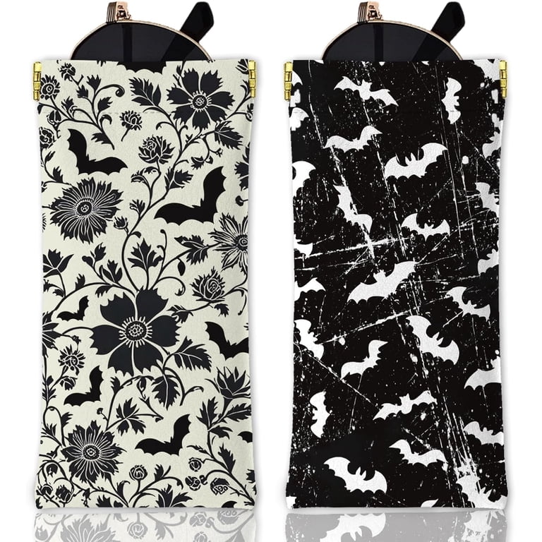 2Pcs Bats Soft Glasses Case Black and White Bats Travel PU  display picture 3