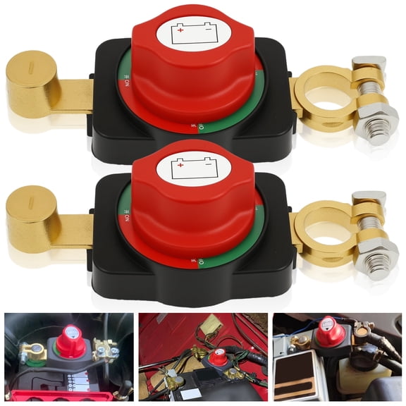 Adifare 2Pcs Battery Disconnect Switch Top Post 12V to 48V Waterproof Battery Main Isolator Switch Power Cut Disconnect Isolator for Car RV Boat Truck