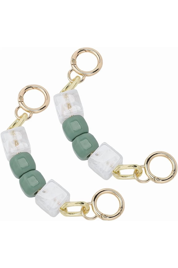 2Pcs Beaded Purse Strap Extender Resin Handbag Chain 6.1" Short Beaded Bag Handle Chains Replacement Extending Strap with Gold Alloy Spring Gate Ring for Crossbody Shoulder Bags Supplies