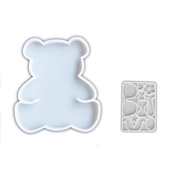 2Pcs Bear Silicone Fondant For Cake Decoration, Chocolate, Candy, Crafting Gypsum Decorations, Bear Clay