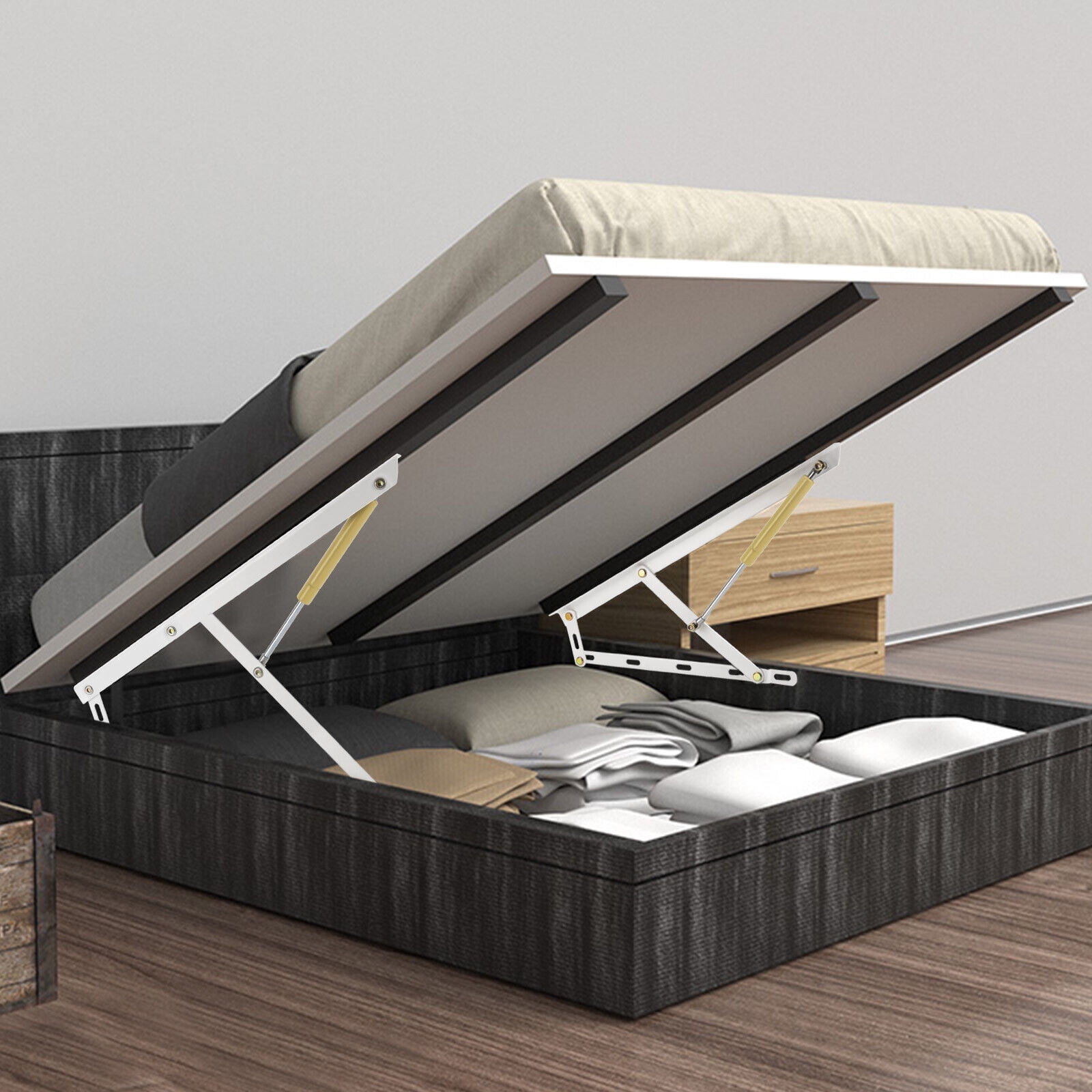 2Pcs Bed Mattress Lift Mechanisms, Pneumatic Storage Bed Lift Mechanism Gas Spring Bed Storage