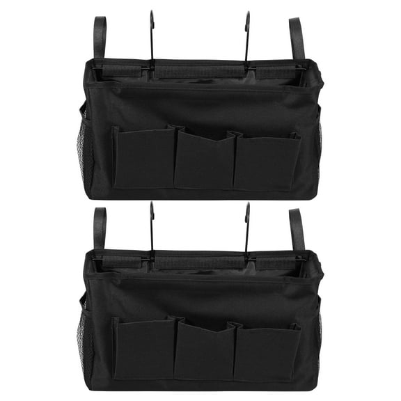 2Pcs Bedside Caddy Oxford Cloth Bedside Storage Organizer Large Capacity Hanging Storage Bag with Metal Hook Adjustable Strap Bedside Bed Storage Foldable Bedside Organizer Tray for Dorm