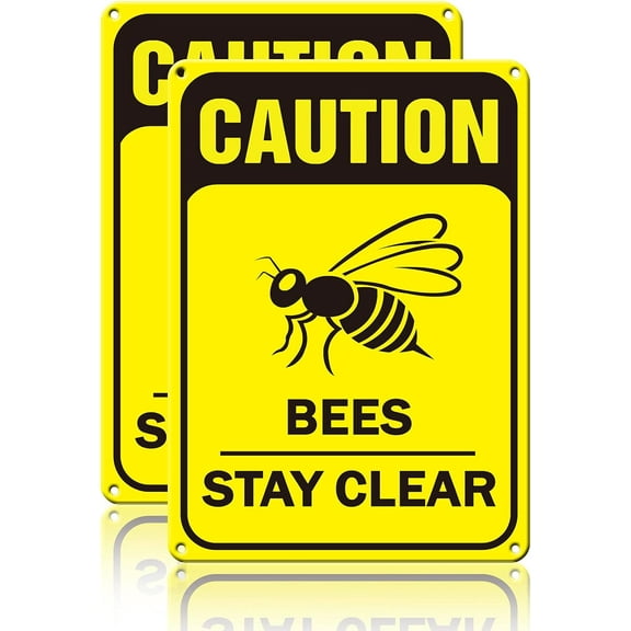 2Pcs Bees Stay Clear Aluminum Sign Metal Sign