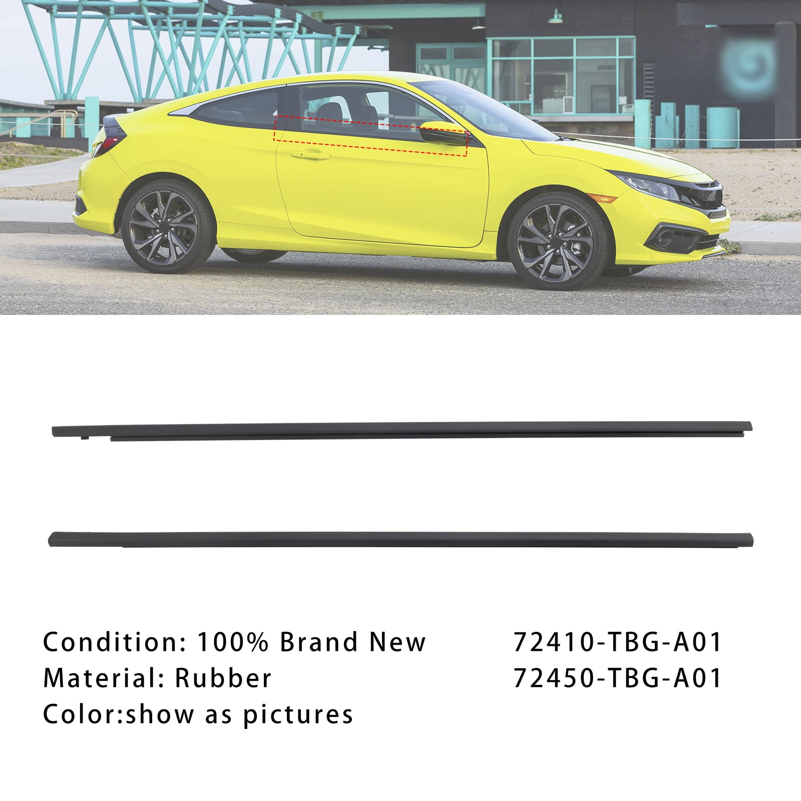 2Pcs Belt Molding 72410-TBG-A01 72450-TBG-A01 For Honda Civic 2016-2020 ...