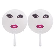 2Pcs Big Eye and Red Lip Handheld Fan Photo Props Funny Round Fan for Indoor Outdoor Music festivals Photo Props