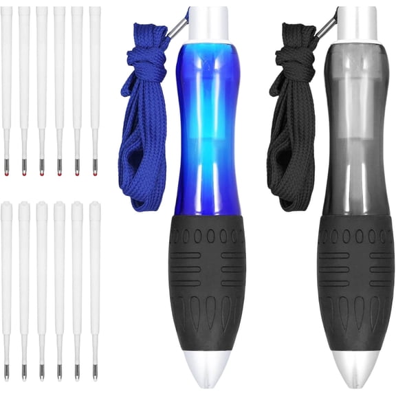 2Pcs Big Fat Pens With 12 Refills, Large Bold Grip Pens Large Wide Grip Pens Aids Writing For Elderly Hand Tremors Weak Hand(Black, Blue)