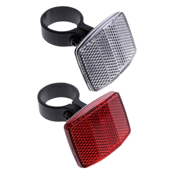 2Pcs Bike Spoke Reflectors, Front and Rear Wheel Reflective Clips Red and White, Bicycle Safety Warning Reflectors for Cycling Handlebar Seatpost