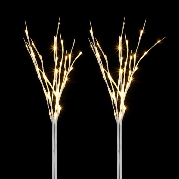 BESTYASH 2Pcs Fine Craft Birch Branch Lamp LED Warm Light for Home Bedroom Decor